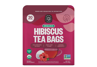 Image: FGO Organic Hibiscus Herbal Tea Bags (20 Count)