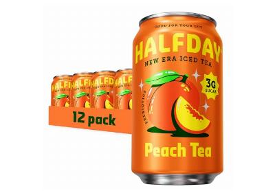 Image: Halfday Prebiotic Peach Iced Tea (355ml x 12 Pack) Image: Halfday Prebiotic Peach Iced Tea (355ml x 12 Pack)