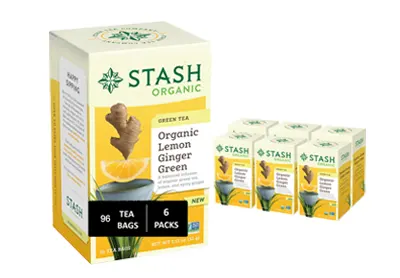 Stash Tea Organic Lemon Ginger Green Tea Bags (16 X 6 Pack)