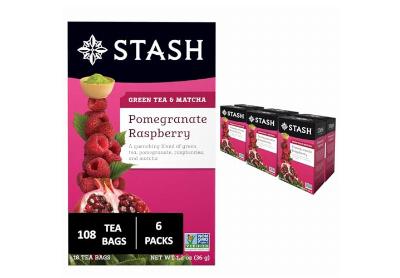 Image: Stash Tea Pomegranate Raspberry Green Tea & Matcha Tea Bags (18 x 6 Pack)