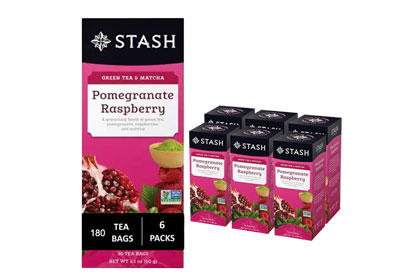 Image: Stash Tea Pomegranate Raspberry Green Tea & Matcha Tea Bags (30 x 6 Pack)
