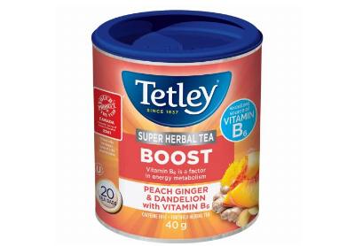 Image: Tetley Boost Super Herbal Tea Peach Ginger & Dandelion Tea Bags (20 Count)