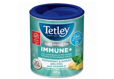 Image: Tetley Immune + Super Herbal Tea Peppermint & Ginger Tea Bags (20 Count)