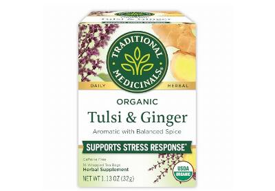 Image: Traditional Medicinals Organic Tulsi & Ginger Herbal Tea Bags (16 Count)