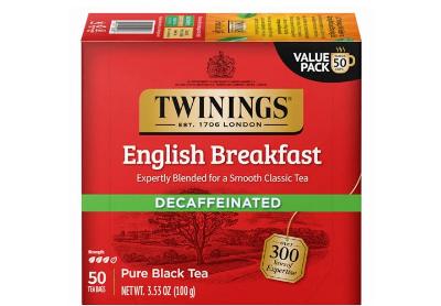 Image: Twinings English Breakfast Decaffeinated Black Tea Bags (50 Count)
