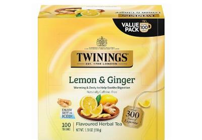 Image: Twinings Lemon & Ginger Herbal Tea Bags (100 Count) Image: Twinings Lemon & Ginger Herbal Tea Bags (100 Count)