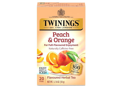 Image: Twinings Peach & Orange Herbal Tea Bags (20 Count)