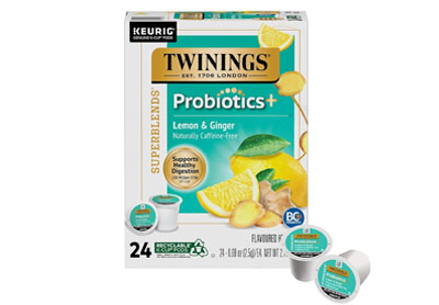 Image: Twinings Probiotics + Lemon & Ginger Herbal Tea Keurig K-cup Pods (24 Count)