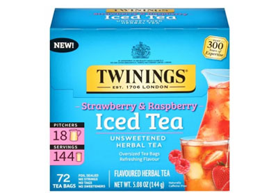 Image: Twinings Strawberry & Raspberry Iced Tea Unsweetened Herbal Tea Bags (72 Count) Image: Twinings Strawberry & Raspberry Iced Tea Unsweetened Herbal Tea Bags (72 Count)