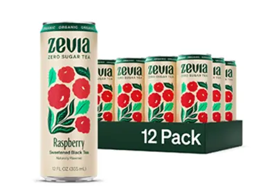 Zevia Organic Zero Sugar Raspberry Sweetened Black Tea (355ml X 12 Pack)