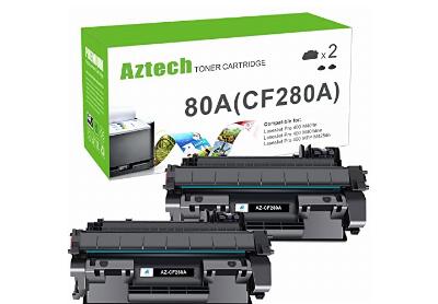 Image: Aztech 80A (CF280A) Replacement Black Toner Cartridge For HP Printer 2-pack