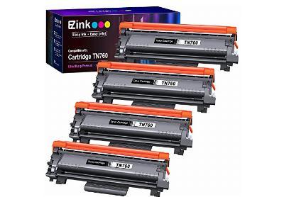 Image: E-Z Ink TN760 Replacement Black Toner Cartridge For Brother Printer 4-Pack