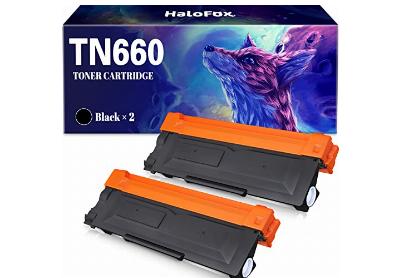 Image: HaloFox TN660 Replacement Black Toner Cartridge For Brother Printer 2-pack