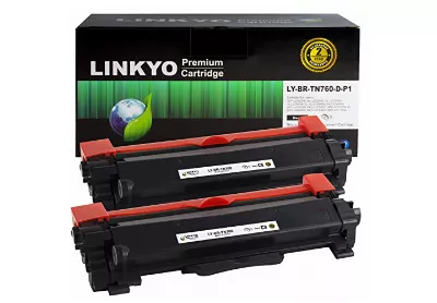 Image: LINKYO TN760 Replacement Black Toner Cartridge For Brother Printer 2-pack