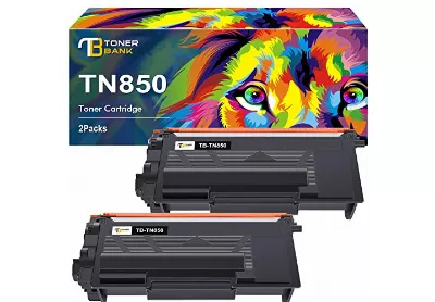 Image: Toner Bank TN850 Replacement Black Toner Cartridge For Brother Printer 2-pack