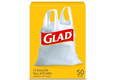Image: Glad 13 Gallon Scent Free Tall Kitchen Handle-Tie White Trash Bags (50 Count)