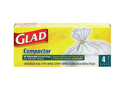 Image: Glad Compactor 18 Gallon Scent Free White Key-Lock Kitchen Trash Bags (4 Count)