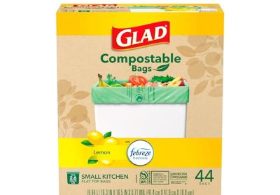 Image: Glad Compostable 2.6 Gallon Lemon Scent Flat-Top Light Yellow Trash Bags (44 Count)