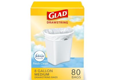Image: Glad Drawstring 8 Gallon Fresh Clean Scent Drawstring White Trash Bags (80 Count)