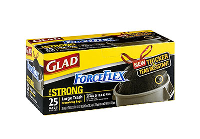 Image: Glad ForceFlex Extra Strong 30 Gallon Scent Free Drawstring Large Black Trash Bags (25 Count)