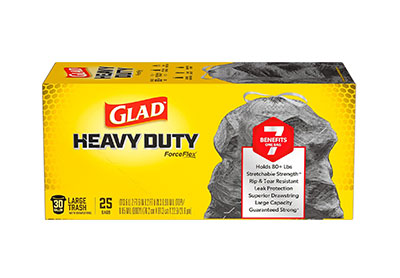 Image: Glad Heavy Duty ForceFlex 30 Gallon Scent Free Drawstring Large Black Trash Bags (25 Count)