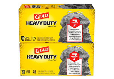 Image: Glad Heavy Duty ForceFlex 30 Gallon Scent Free Drawstring Large Black Trash Bags (25 x 2 Pack)