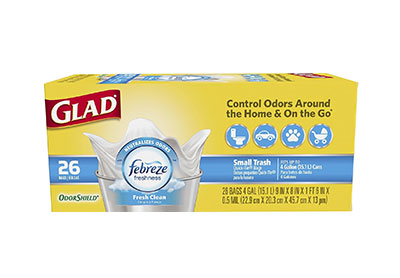 Image: Glad OdorShield 4 Gallon Fresh Clean Scent Quick-Tie White Trash Bags (26 Count)