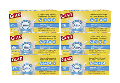 Image: Glad OdorShield 4 Gallon Fresh Clean Scent Quick-Tie White Trash Bags (26 x 6 Pack)