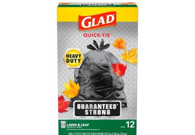 Image: Glad Quick-Tie Heavy Duty Guaranteed Strong 39 Gallon Lawn & Leaf Scent Free Quick-Tie Black Trash Bags (12 Count)