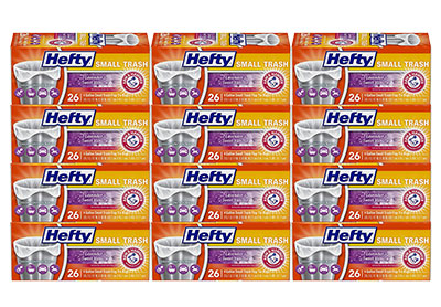 Image: Hefty 4 Gallon Lavender & Sweet Vanilla Scent Small White Flap-Tie Trash Bags (26 x 12 Pack)