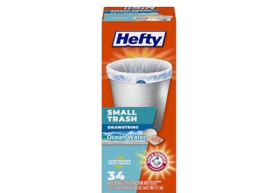 Image: Hefty 4 Gallon Ocean Water Scent Drawstring Small White Trash Bags (34 Count)