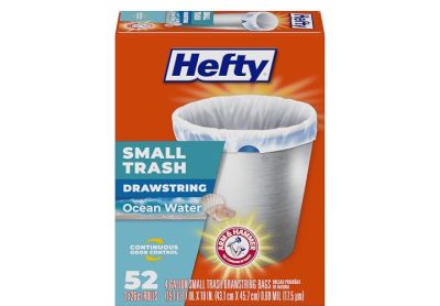 Image: Hefty 4 Gallon Ocean Water Scent Drawstring Small White Trash Bags (52 Count)