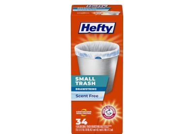 Image: Hefty 4 Gallon Scent Free Drawstring Small White Trash Bags (34 Count)
