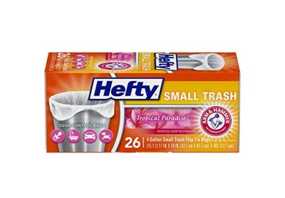 Image: Hefty 4 Gallon Tropical Paradise Scent Small White Flap-Tie Trash Bags (26 Count)