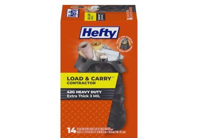 Image: Hefty 42 Gallon Load & Carry Contractor Scent Free Extra Large Black Flap-Tie Trash Bags (14 Count)