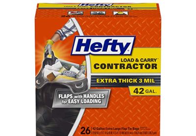 Image: Hefty 42 Gallon Load & Carry Contractor Scent Free Extra Large Black Flap-Tie Trash Bags (26 Count)