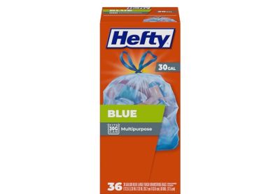 Image: Hefty Blue 30 Gallon Scent Free Drawstring Large Blue Trash Bags (36 Count)