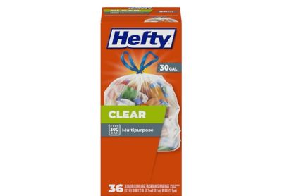 Image: Hefty Clear 30 Gallon Scent Free Drawstring Large Clear Trash Bags (36 Count)