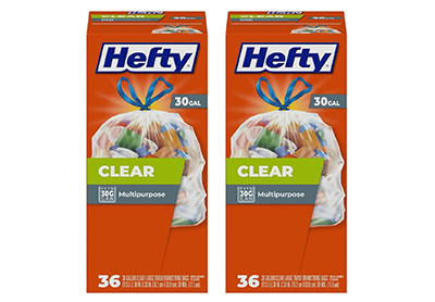 Image: Hefty Clear 30 Gallon Scent Free Drawstring Large Clear Trash Bags (36 x 2 Pack)