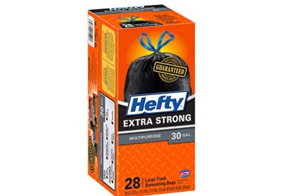Image: Hefty Extra Strong 30 Gallon Scent Free Drawstring Large Black Trash Bags (28 Count)