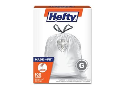 Image: Hefty Made to Fit 8 Gallon Scent Free Drawstring Clear Trash Bags (100 Count)