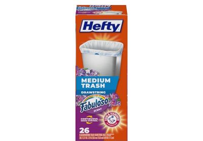 Image: Hefty Medium Trash 8 Gallon Fabuloso Scent Drawstring Medium White Trash Bags (26 Count)