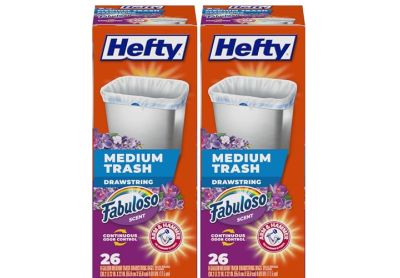 Image: Hefty Medium Trash 8 Gallon Fabuloso Scent Drawstring Medium White Trash Bags (26 x 2 Pack)