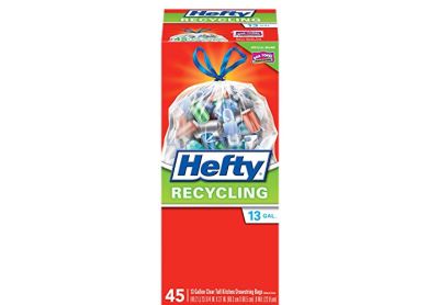 Image: Hefty Recycling 13 Gallon Unscented Tall Kitchen Drawstring Clear Trash Bags (45 Count)