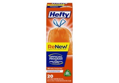 Image: Hefty ReNew 13 Gallon Unscented Tall Kitchen Drawstring Orange Trash Bags (20 Count)