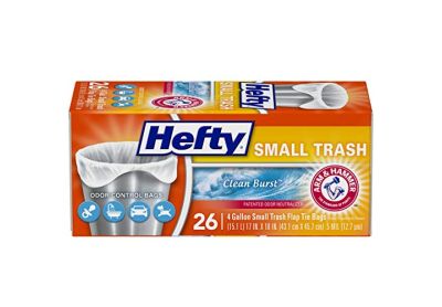 Image: Hefty Small Trash 4 Gallon Clean Burst Scent Small White Flap-Tie Trash Bags (26 Count)