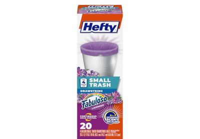 Image: Hefty Small Trash 4 Gallon Fabuloso Lavender Scent Drawstring Small Purple Trash Bags (20 Count)