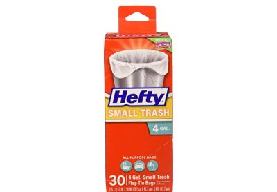 Image: Hefty Small Trash 4 Gallon Scent Free Small Gray Flap-Tie Trash Bags (30 Count)