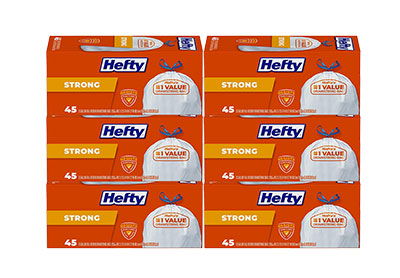 Image: Hefty Strong 13 Gallon Unscented Tall Kitchen Drawstring White Trash Bags (45 x 6 Pack)