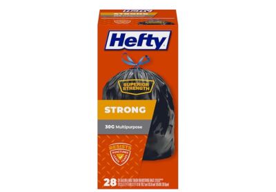 Image: Hefty Strong 30 Gallon Scent Free Drawstring Large Black Trash Bags (28 Count)